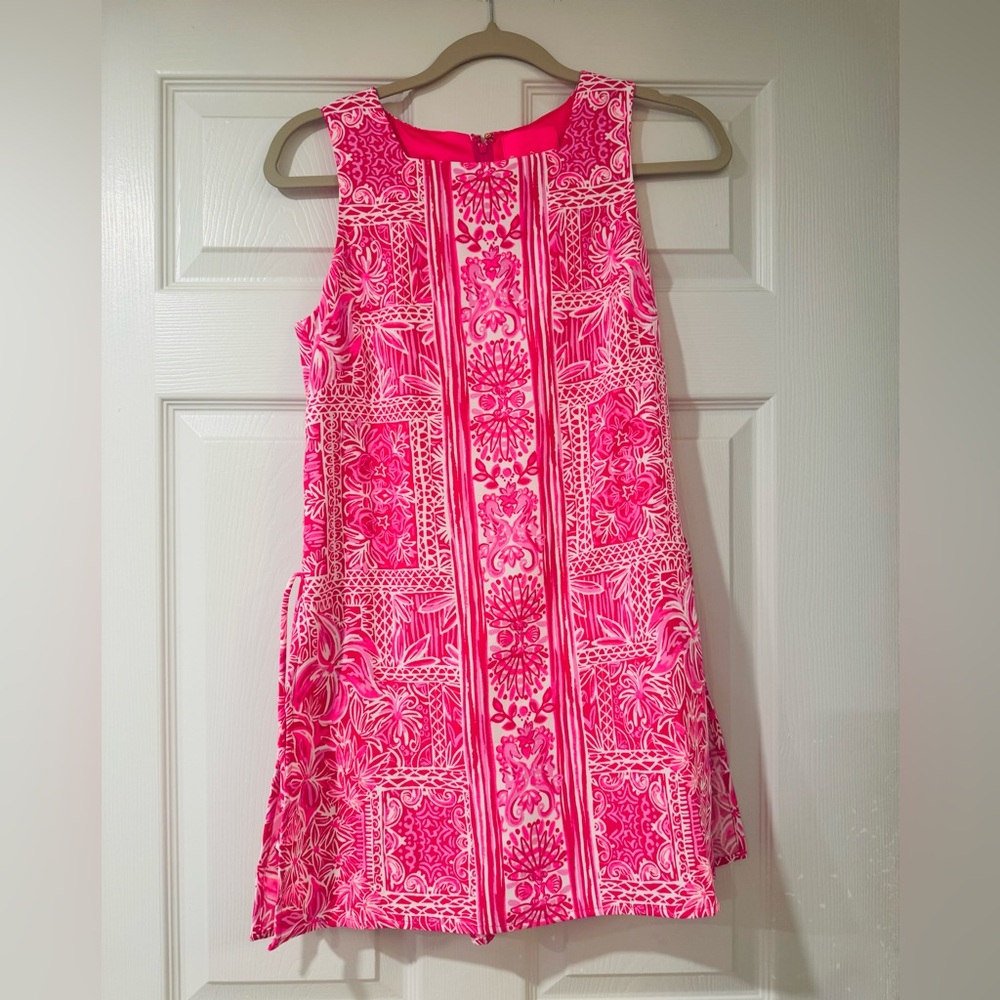Lilly Pulitzer Donna Square Neck Romper Pinata pink New Blooms